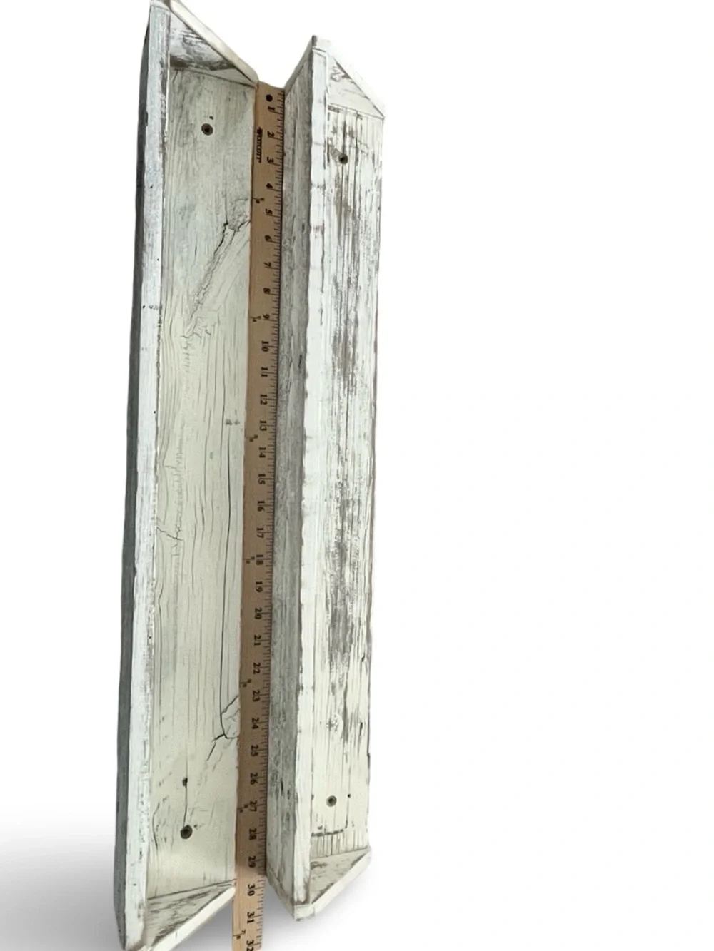 Rustic White Wooden Wall Shelves 29.5 Inch Length- Set of 2